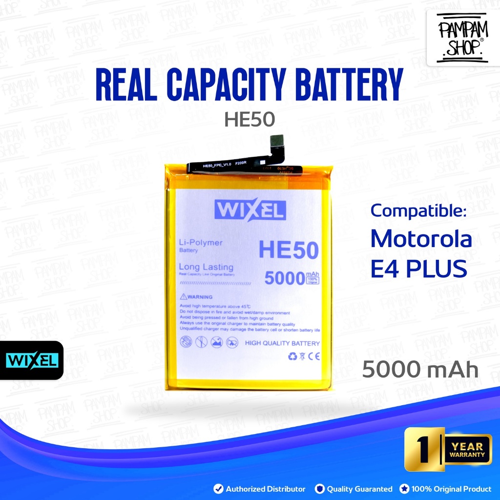 WIXEL Baterai HE50 Motorola E4 Plus Moto E4+ Double Power Batre Batrai Battery Dual Real Capacity Or