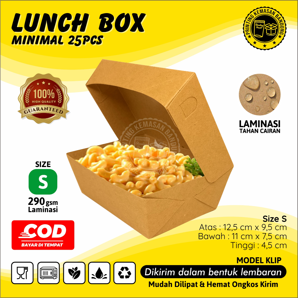 BESTPROMO LUNCH BOX SIZE S 290GSM KOTAK MAKAN KERTAS PAPER BOX KRAFT DUS MAKANAN DIMSUM TAKOYAKI