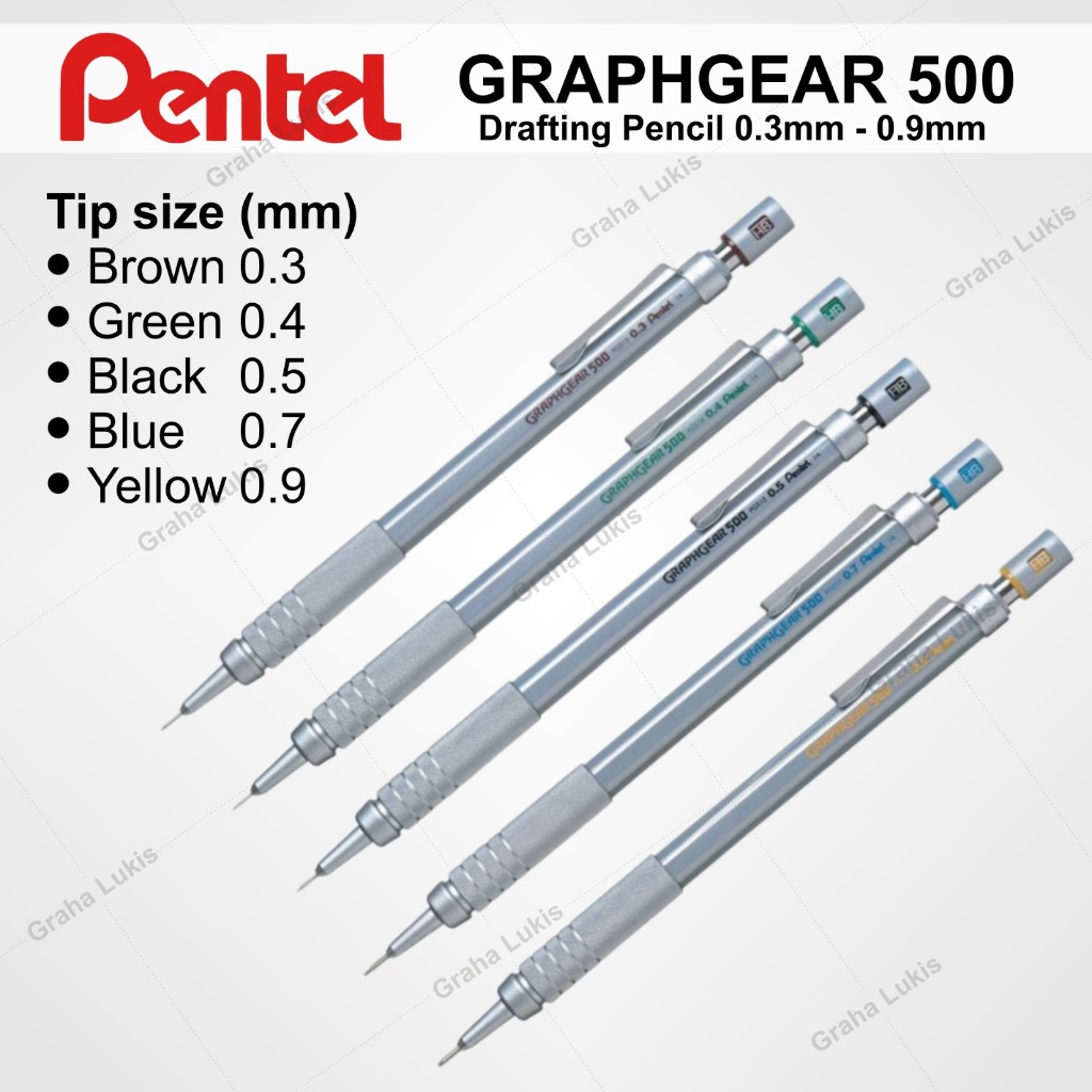 

Pentel Graph Gear 500 Drafting Pencil 0.3 /0.5 / 0.7 / 0.9 mm
