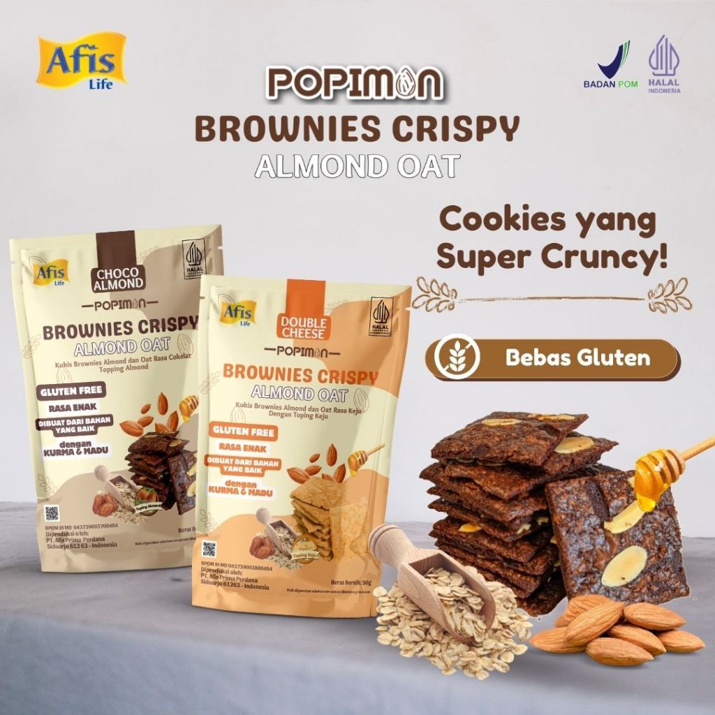 

Afis Life Popimon Brownies Crispy Almond Oat | Camilan Snack Kukis Sehat Anak dan Keluarga