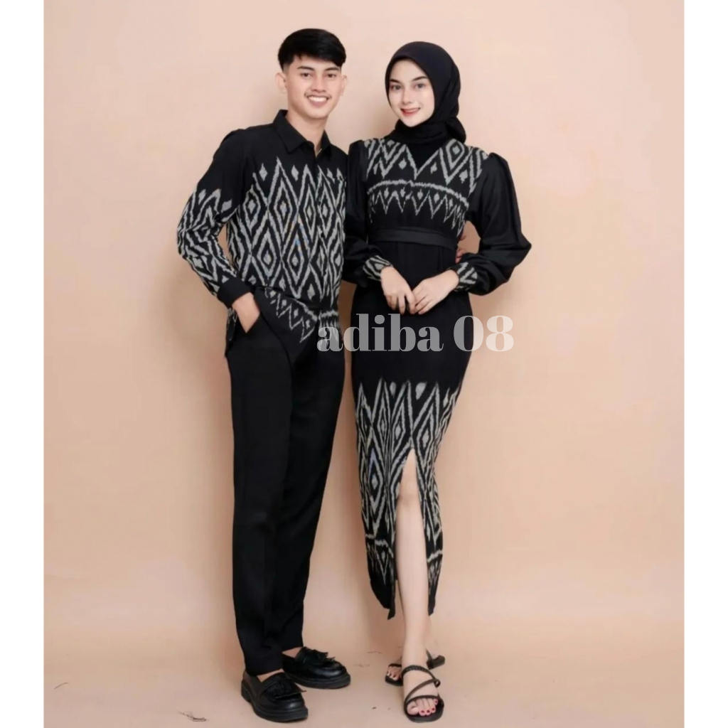 (READY STOCK) Baju tenun couple terbaru kartini dress baju kondangan tenun batik couple moderen moti