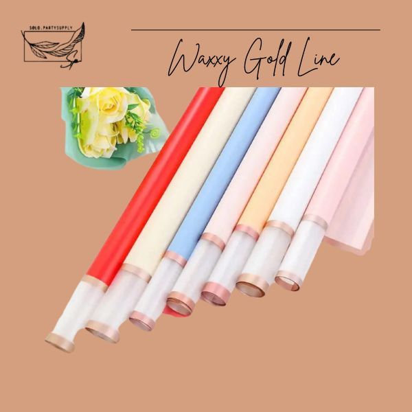 

( SW ) TERLARIS WAXXY GOLD LINE TRANSPARENT DOUBLE FRAME LIST WRAPPING PAPER Kertas buket wisuda/buket wedding/buket ulang tahun