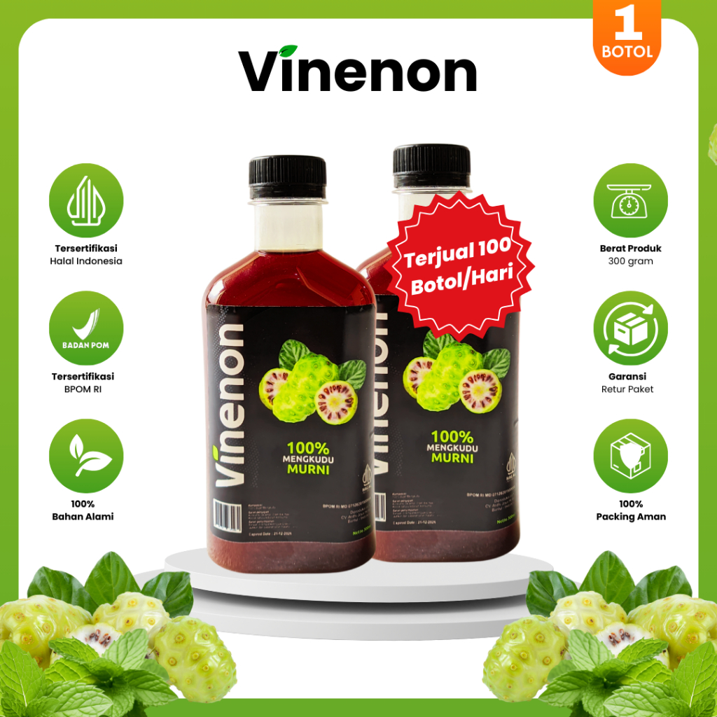 

Cuka Mengkudu Vinenon 100% Herbal Alami 2 Botol Sehatkan Ginjal Lancarkan Purin & Kolesterol
