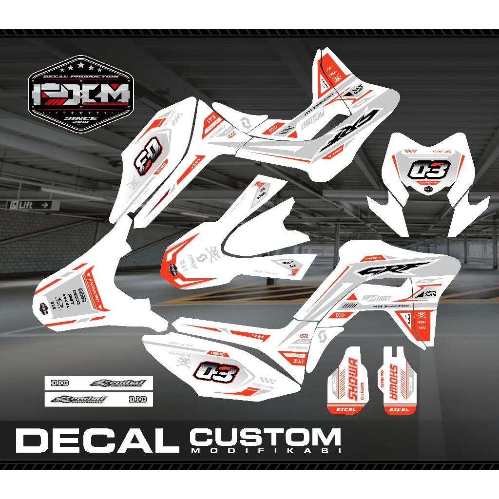 DECAL CRF 150 L FULLBODY KEREN ORANGE PUTIH STICKER FULLBODY (FULL CUSTOM / BEBAS DESAIN / BEBAS REQ