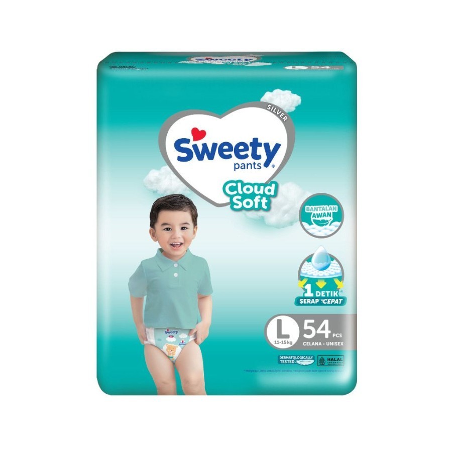 SWEETY SILVER PANTS L54 / POPOK CELANA SWEETY UKURAN L ISI 54PCS / SWEETY L54 / MAMA SUSU