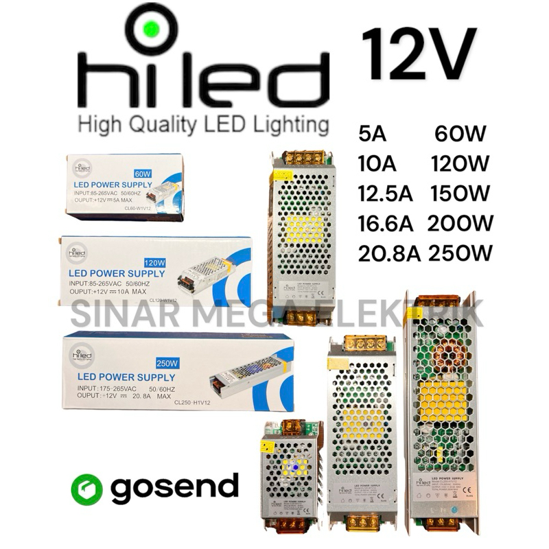 POWER SUPPLY ADAPTOR TRAVO TRAFO HILED  ORIGINAL ASLI 12V 5A 10A 12.5A 16.6A 20.8A TERMURAH / 5AMPER