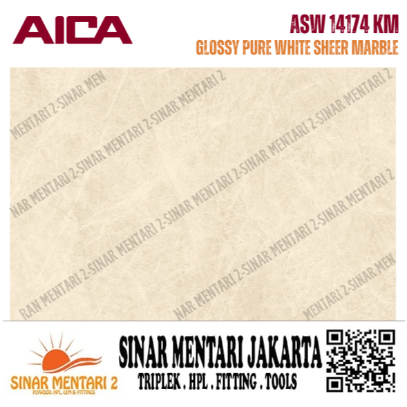 AICA HPL ASW 14174 KM Glossy Pure White Sheer Marble
