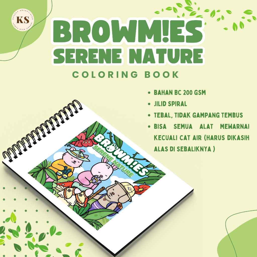 

BROWMIES SERENE NATURE Healing Cozy Coloring Book Activity For Kids & Adults Buku Mewarnai Anak Remaja Dewasa Aesthetic Kertas Tebal