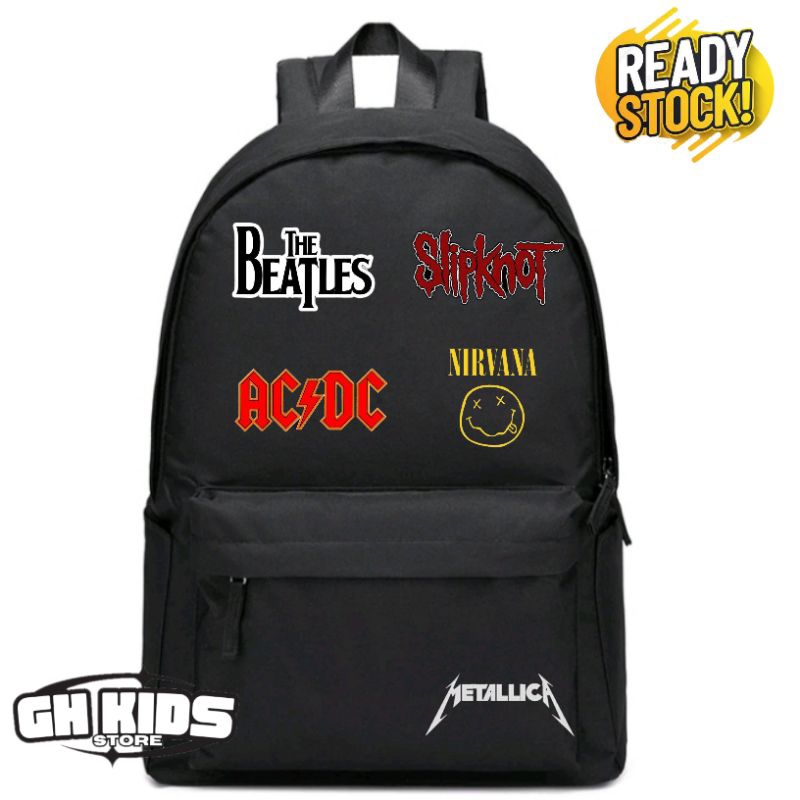 Tas ransel backpack fashion pria dan wanita nama band band