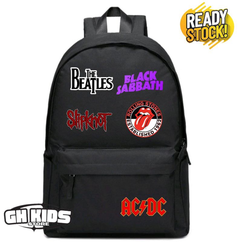 Tas ransel backpack fashion pria dan wanita gambar nama band