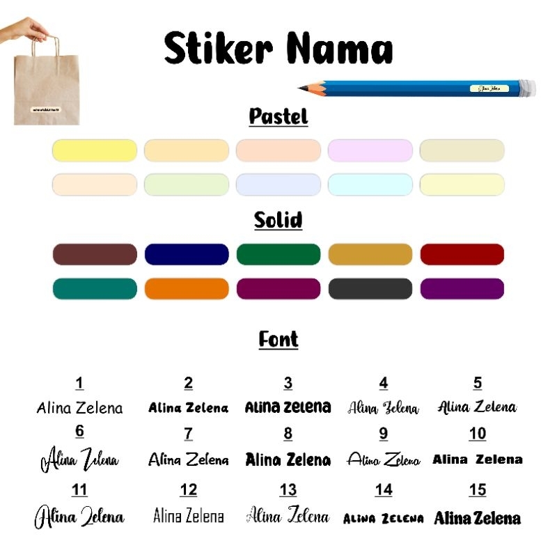 

Stiker label nama anak logo produk toko pastel solid custom