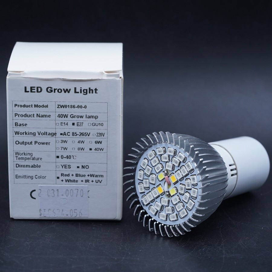 40W Lampu Tanaman Hidroponik Indoor UV Ultraviolet LED Grow Light Bulb