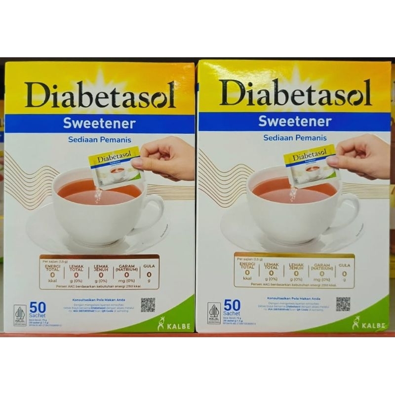 

DIABETASOL Sweetener 75gr Box (isi 50 sachet×1,5gr)