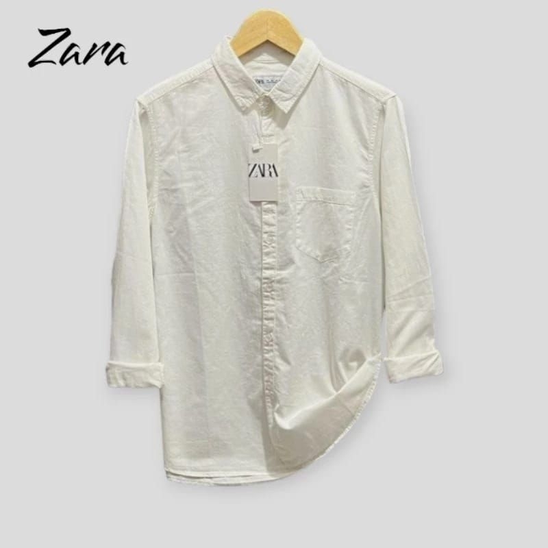 kemeja lengan panjang putih gading kemeja terbaru Zara kemeja panjang pria Zara