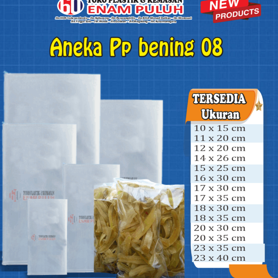 Plastik PP Tebal 08 bening murni kaca mika 80 micron