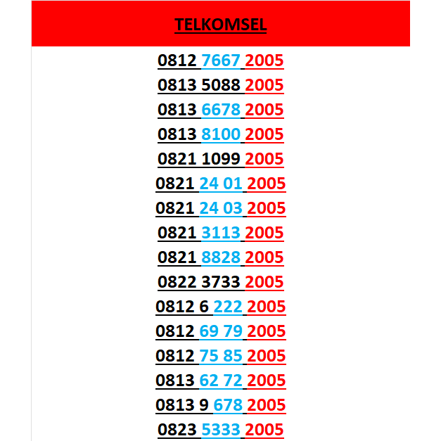 nomor cantik simpati seri tahun 2005 rapi lengkap w400