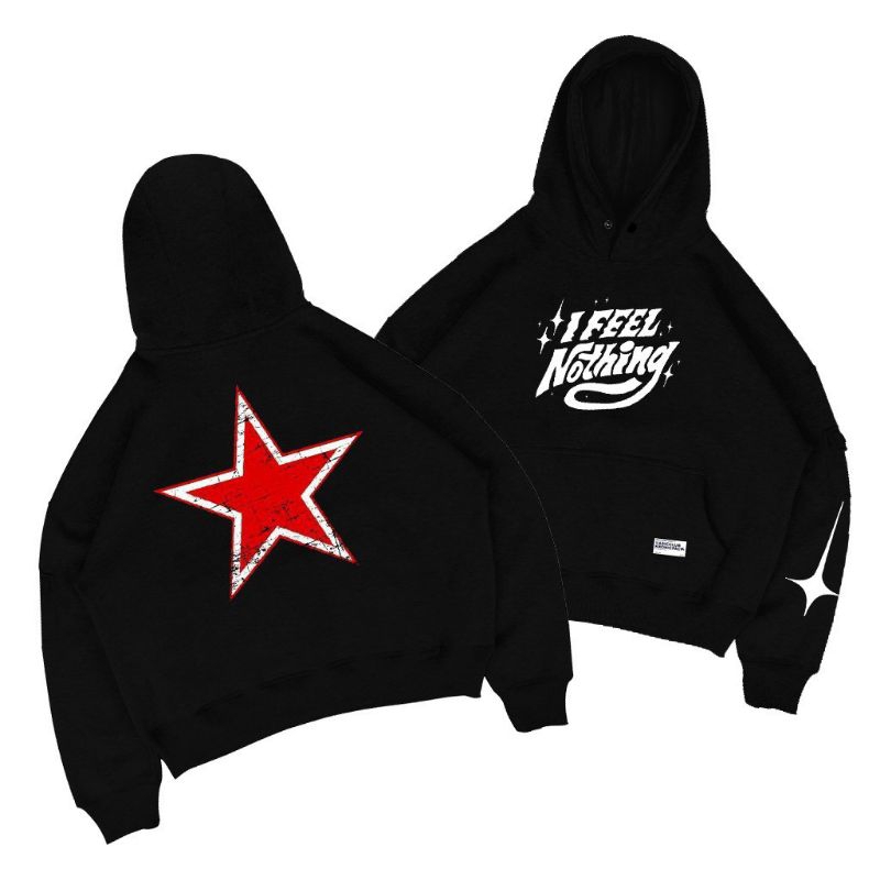 NEW HOODIE BOXY OVERSIZE BASIC CLUB I FEEL NOTHING || HOODIE COTTON FLEECE Gramasi 270gsm - 280gsm