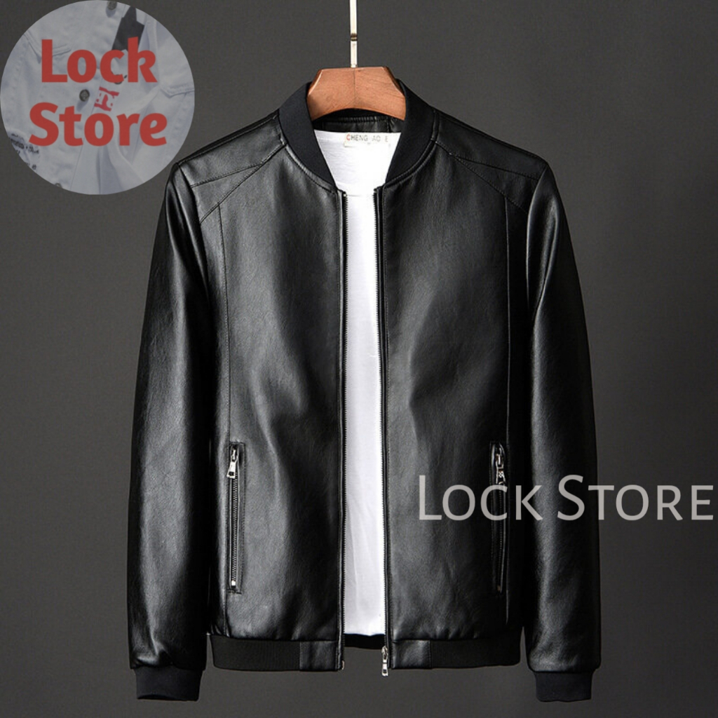 Jaket Kulit Viena Hitam Polos || Jaket Kulit Casual Resleting Pria
