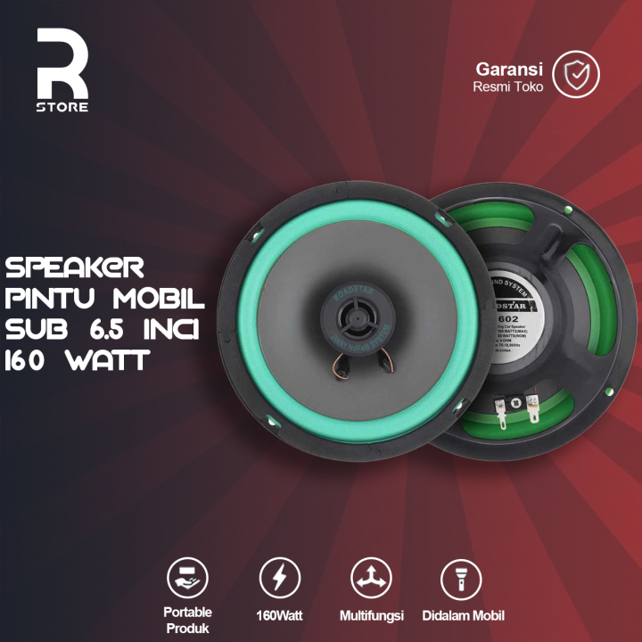 ROADSTAR Speaker Subwoofer Mobil HiFi 6.5 Inch 160W 2 PCS Speaker Pintu Mobil FullBass