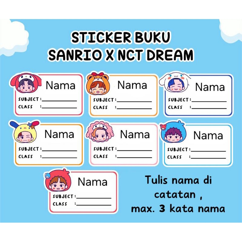 PO 3 hari (Bentuk Kotak) Stiker Sticker Nama Anak untuk di tempel di buku tulis atau buku paket Pela