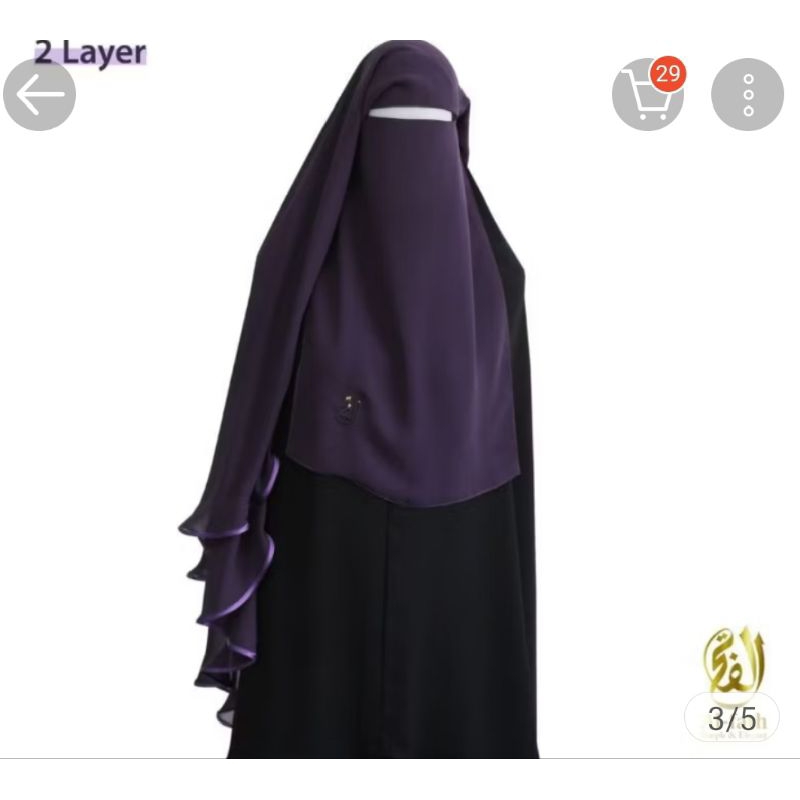 Preloved purdah long yaman 2 layer