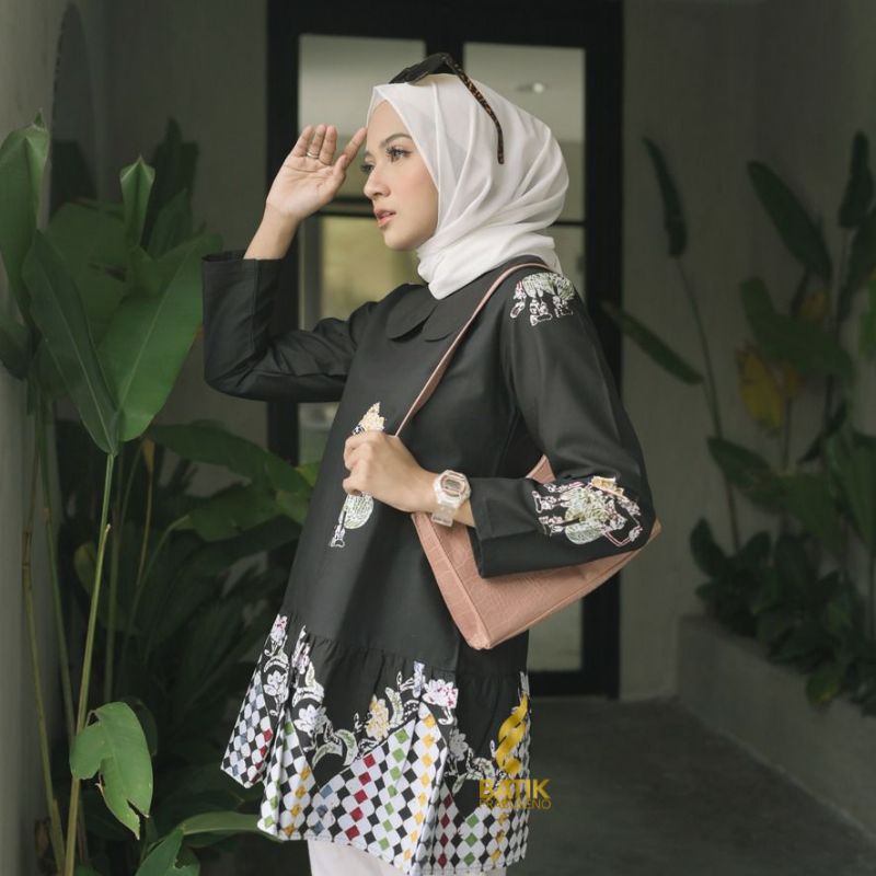 Srikandi Blouse Wanita Batik Prabuseno Original Solo Atasan Muslim Premium Terbaru 2024 Katun Halus 