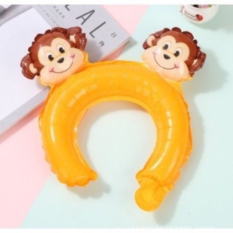 Balon foil bando karakter hewan animal binatang monyet kepala 2 monkey balloon baloon hiasan dekoras