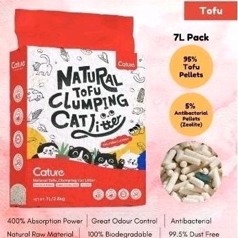 CATURE Natural Tofu Antibacterial Clumping Cat Litter 7ltr - pasir gumpal kucing