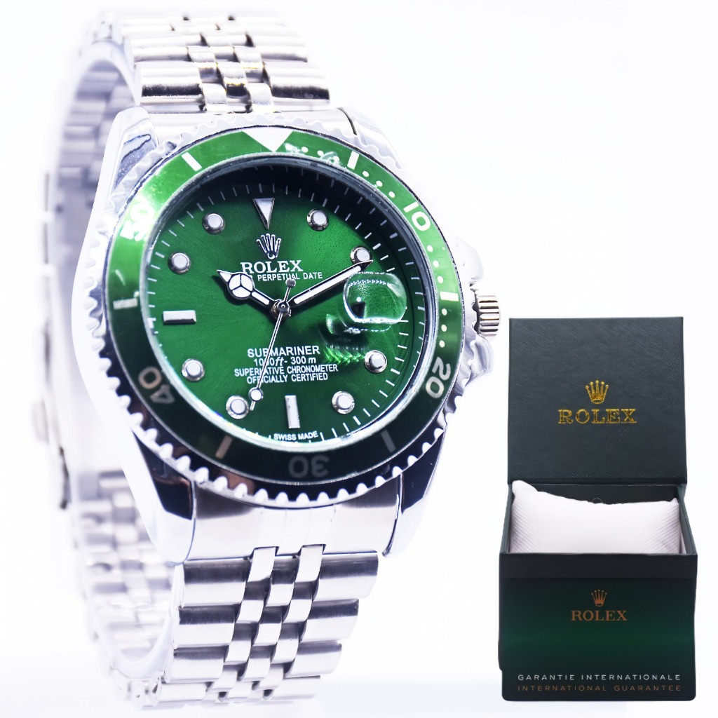 Jam Tangan Pria Rolex Submariner Rantai Ring Putar Tanggal Aktif Box Exclusive