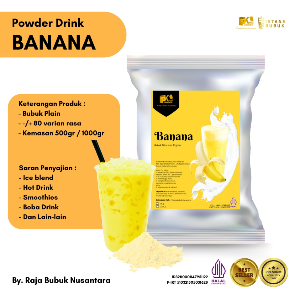 

Bubuk Minuman Reguler Banana - Powder Drink Reguler Rasa PISANG Bubuk Minuman Rasa Pisang