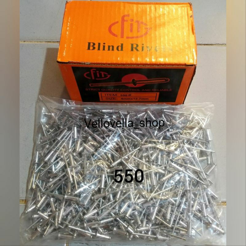 (1 kotak 500gr) 550 Paku rivet / paku tembak / Blind rivet ukuran 550(4x12.7mm)