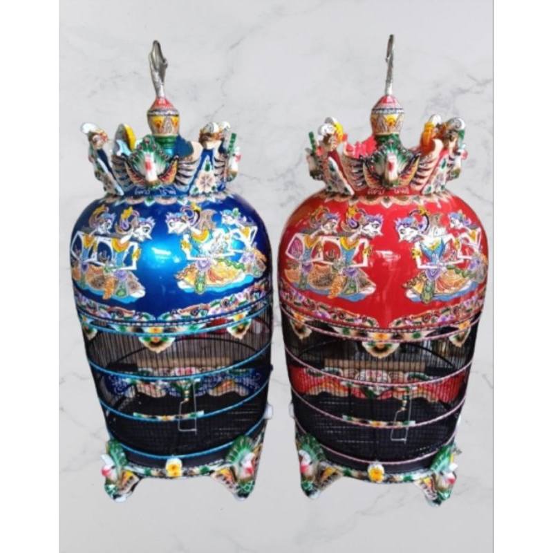 KANDANG SANGKAR PERKUTUT MAHKOTA BARONG UKIR TIMBUL