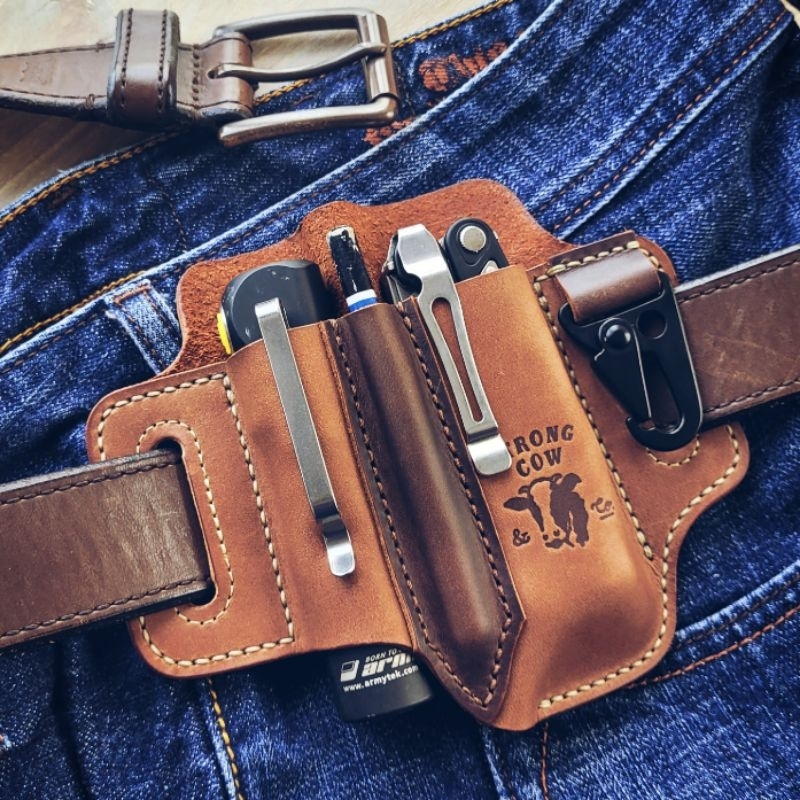 Double Slot Holster for Leatherman Wave / Charge / LED / Pen Slot / Keyhook / Lumintop / Armytek / O