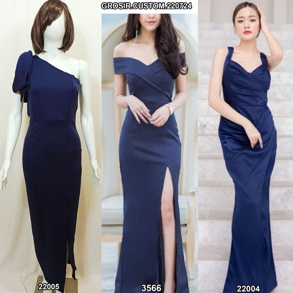 [GROSIR] CUSTOM 220721 Dress Code Biru Pesta Baju Seragam LC karaoke - Gaun Panjang Pesta Sexy Party