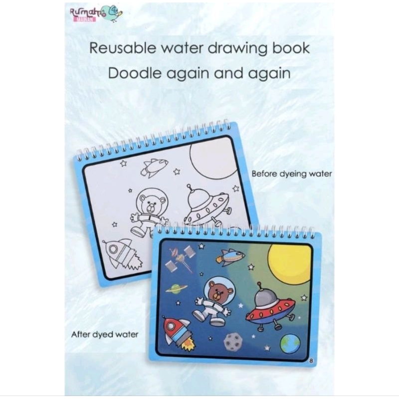 

Magic Waterbook Drawing Painting Book / Buku Mewarnai Edukasi Bisa