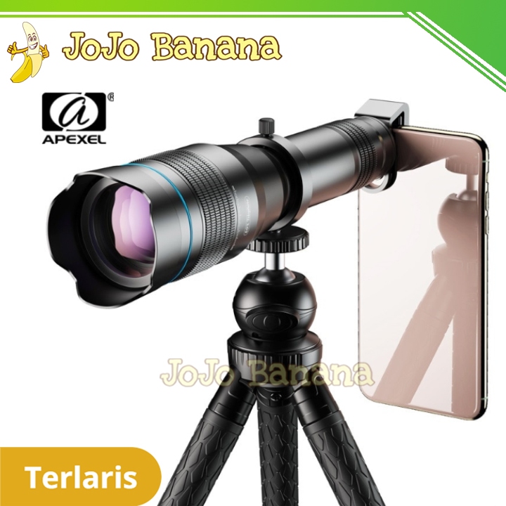 APEXEL Lensa Smartphone Telephoto Lens 60X Tripod