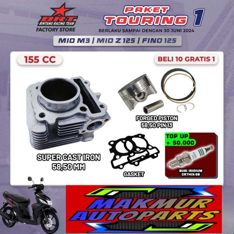 BRT PAKET TOURING 1 BOREUP MIO M3 / MIO Z 125 BLOK PISTON 58.50 - BINTANG RACING TEAM BRT