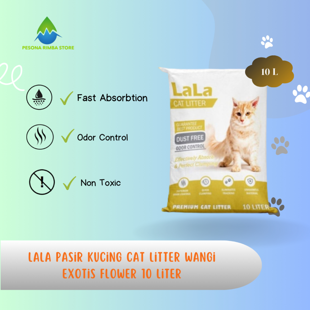 LALA Pasir Kucing Cat Litter Wangi Exotis Flower 10 liter (GRAB GOJEK)