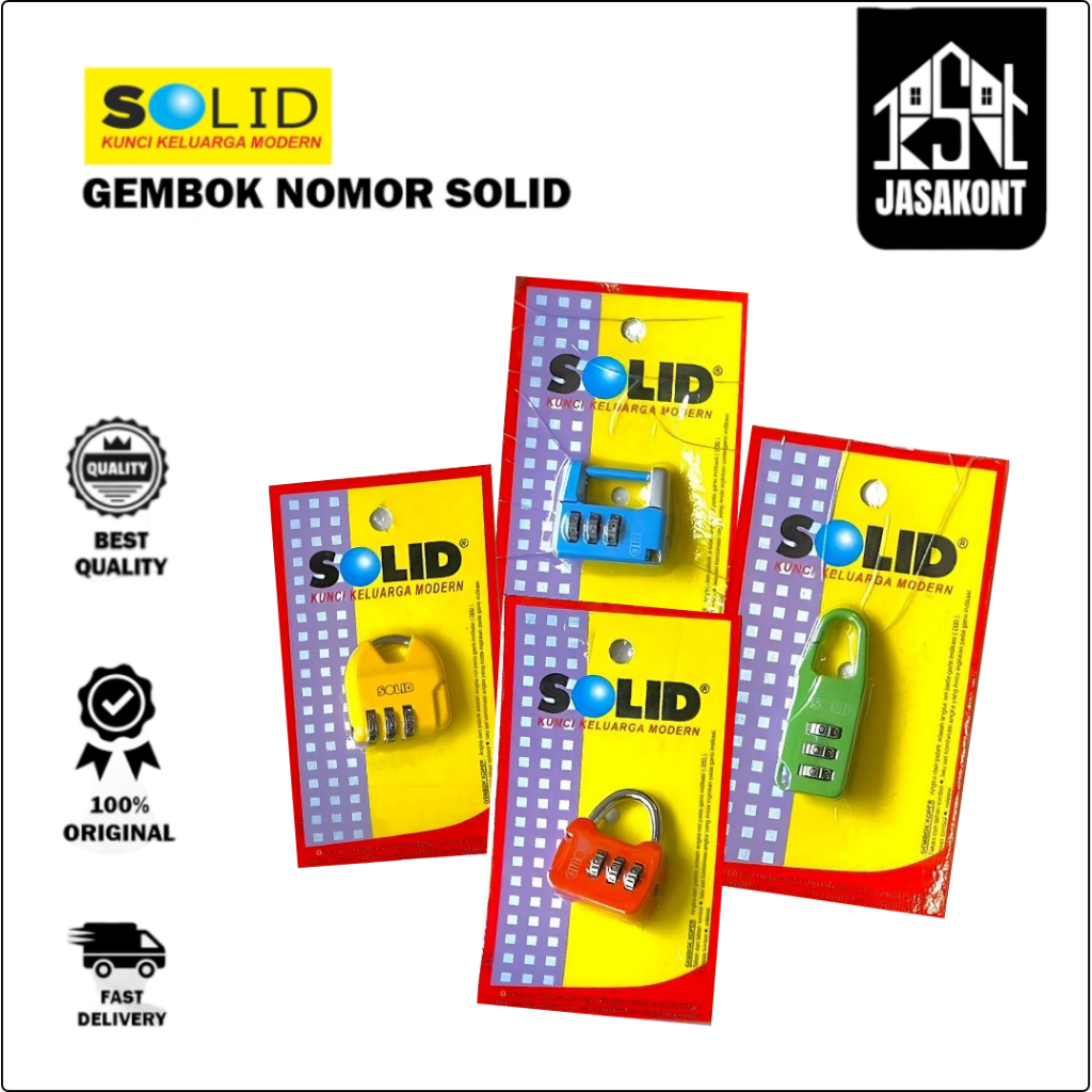 Jasakont - SOLID Kunci Gembok Kecil 3 Kode Angka Password Pin Warna Tas Koper Travel Nomor