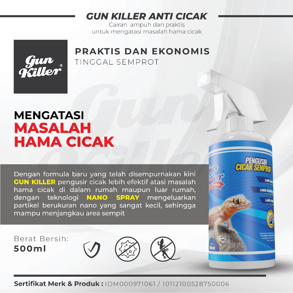 Pengusir Cicak Super Ampuh Pengusir Cicak AMAN Melindungi Rumah dari Cicak GUN Killer 500ml