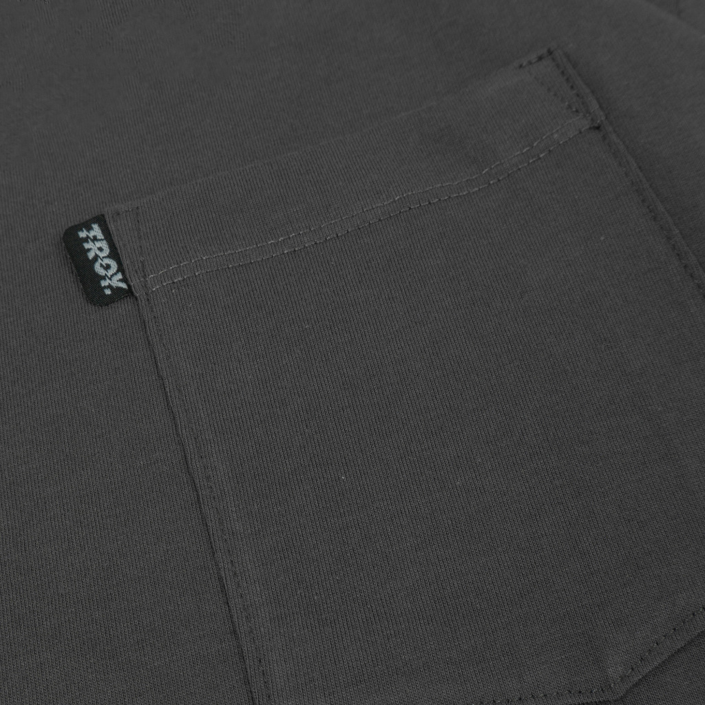 Troy Company Boxy Pocket Oversize Tshirt Dark Grey Basic - Kaos Boxy Pocket Oversize Polos Abu Gelap BKD 2613
