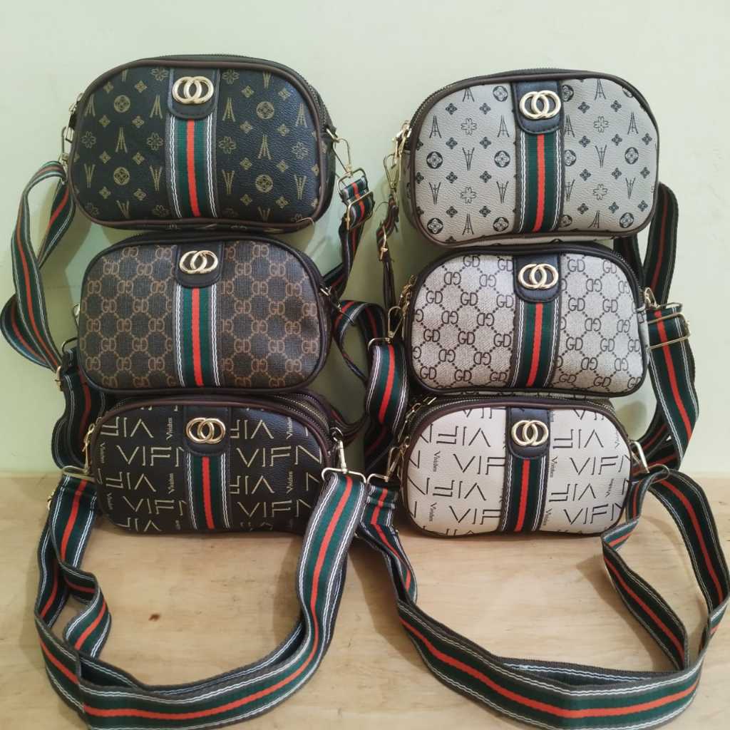 PROMO / TURUN HARGA TAS SELEMPANG WANITA MODEL 3 RESLETING UTAMA + 1 RESLETING BELAKANG BERBAHAN TEB