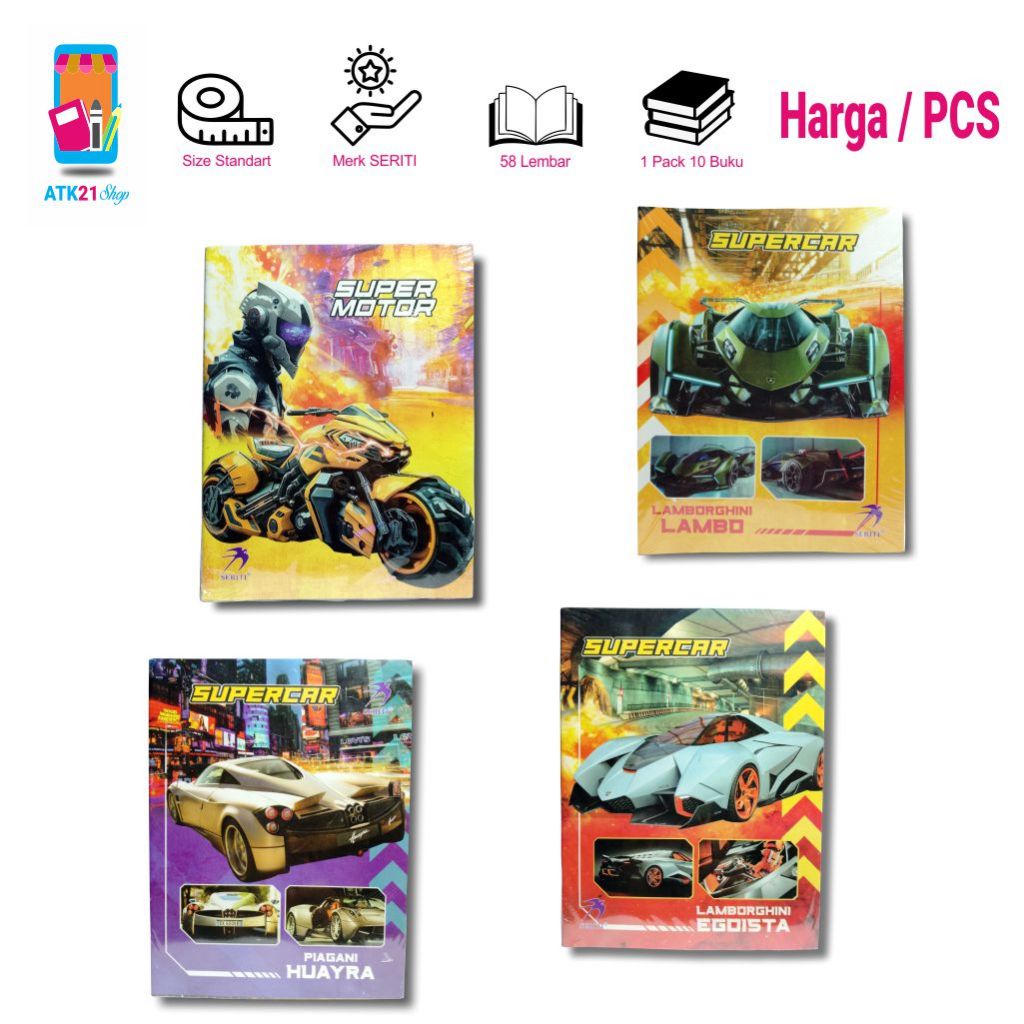 

SERITI Buku Pack Isi 10Pcs Tulis 58 Lembar - Ukuran Standard (21x16Cm)