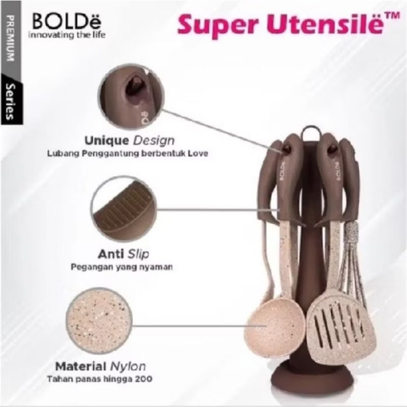 BOLDe Super Utensil Set 7 Pcs - Spatula Set - Alat Masak Anti Gores