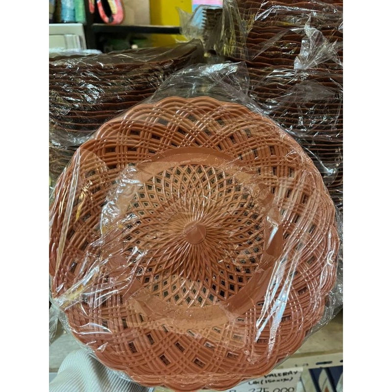 Piring rotan coklat / Piring rotan prasmanan 1 lusin