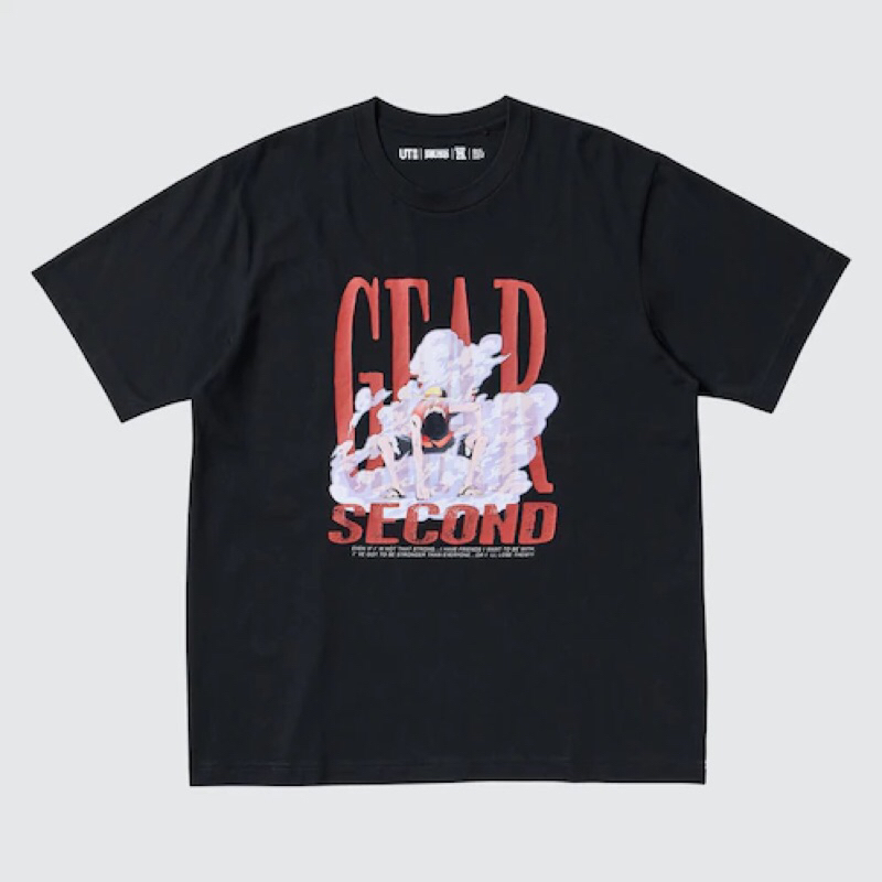 UNIQLO Men UT T-Shirt Kaos Pria Grafis One Piece 25th Lengan Pendek Black