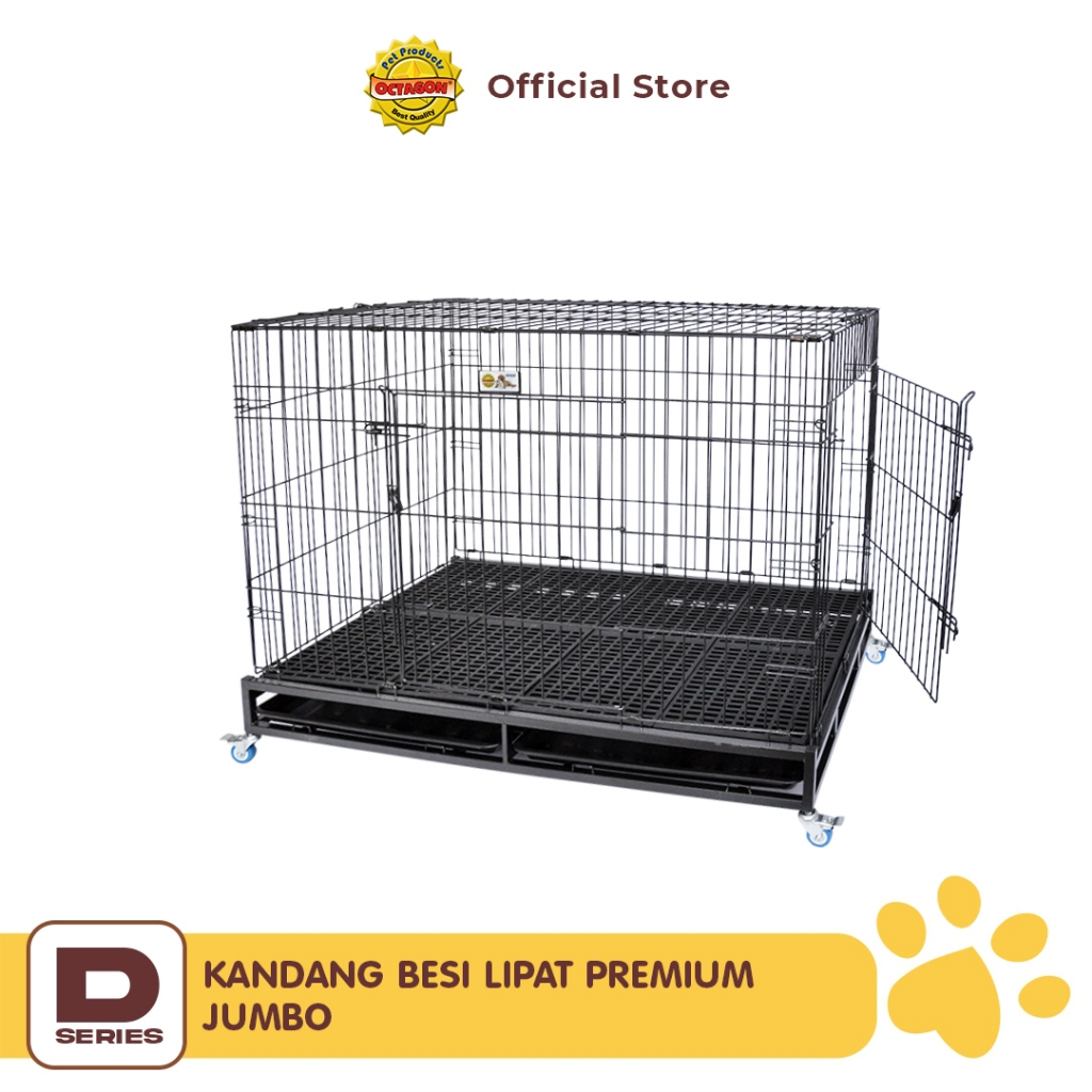 OCTAGON Kandang Lipat Premium Jumbo | Kandang Besi Lipat | Kandang Anjing Besar