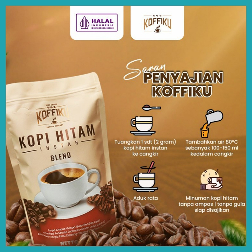 

KOFFIKU [BLEND] Spray Dried Instant Coffee / Kopi Hitam Tanpa Ampas Kopi Hitam Instant