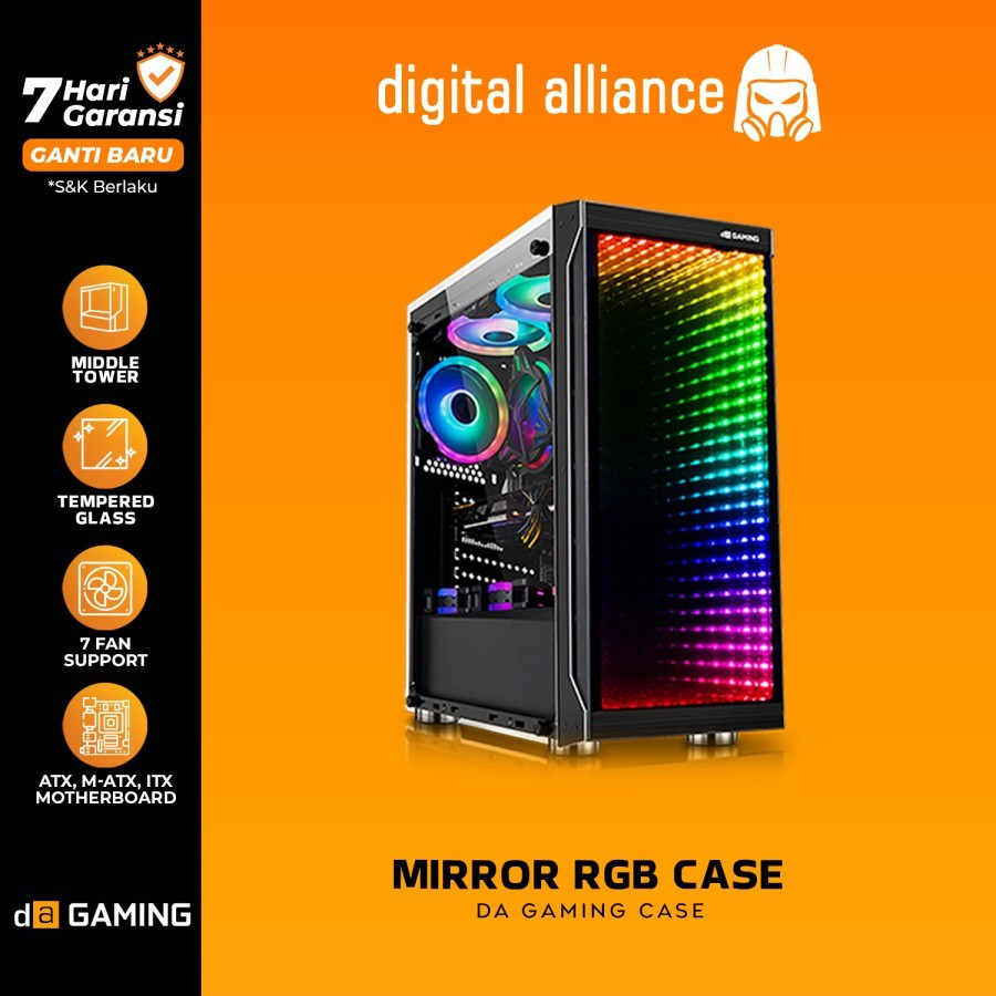 Casing/Case Gaming DA Digital Alliance Mirror RGB Case ATX PC/komputer