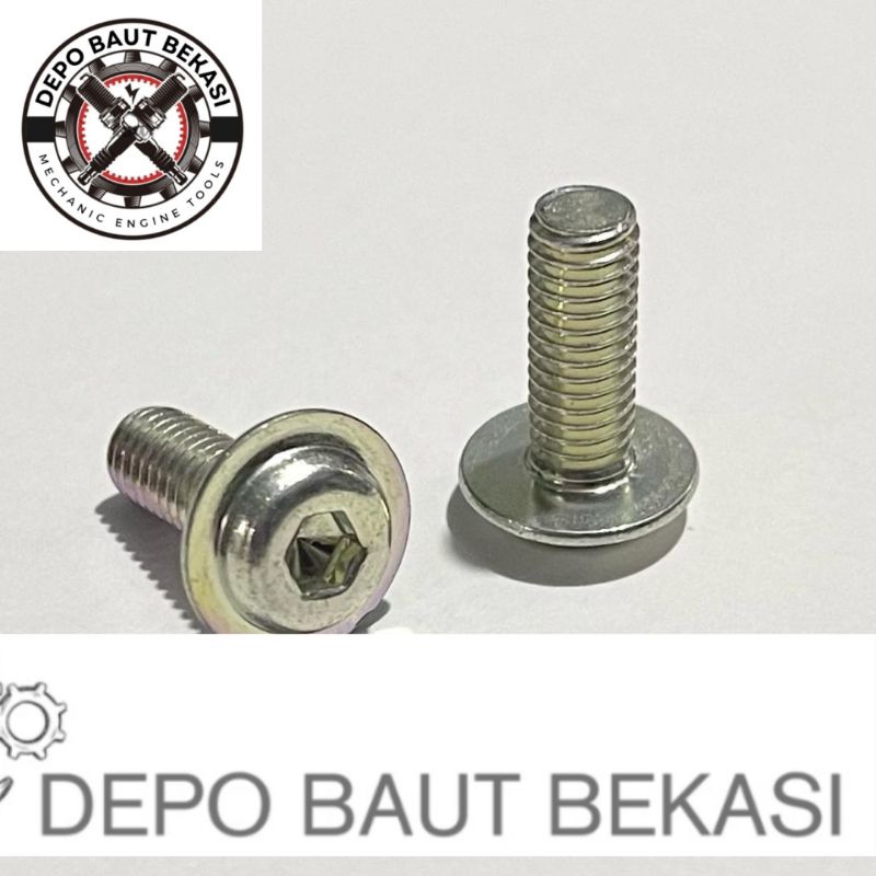 Baut Flange Bolt L M6x16/Baut Topi kunci L